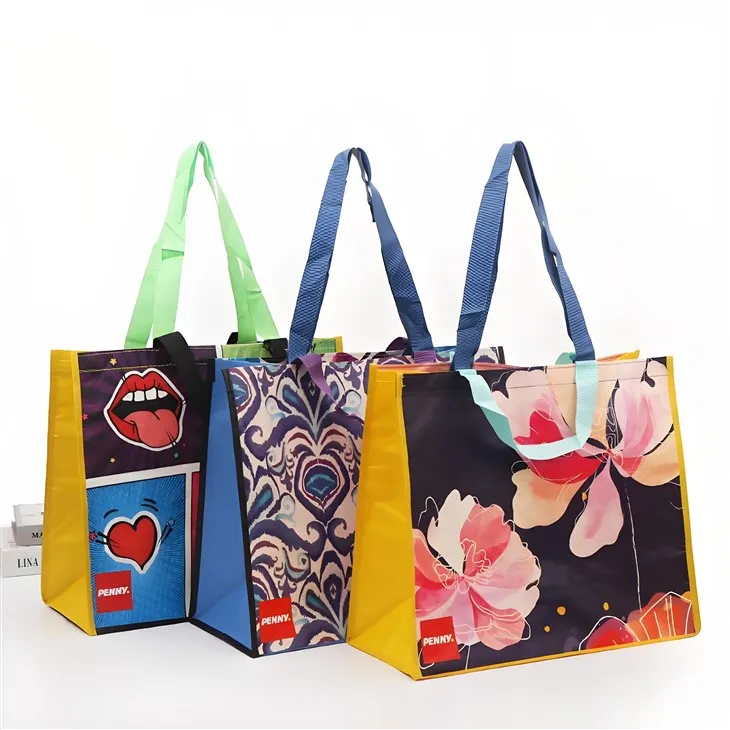 Bossa de tela plastificada estampada de colors publicitari Bossa no teixida